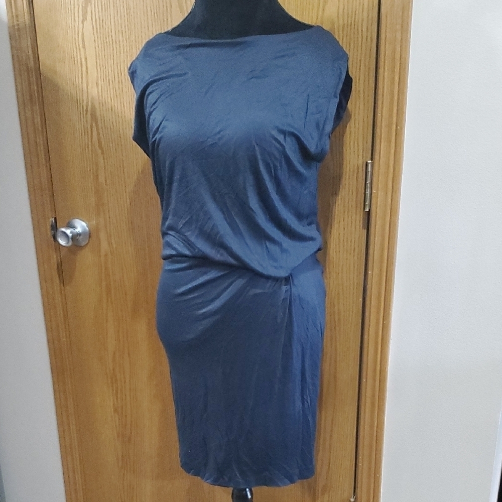 Jil Sander Blue Ruched Sheath Dress for Work